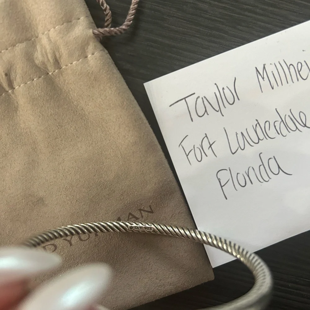 David Yurman Sterling Silver Bangle Cable Bracelet - Picture 5 of 8